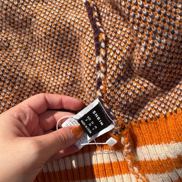 Orange Beige Windowpane Cardigan - Picture 3 of 3